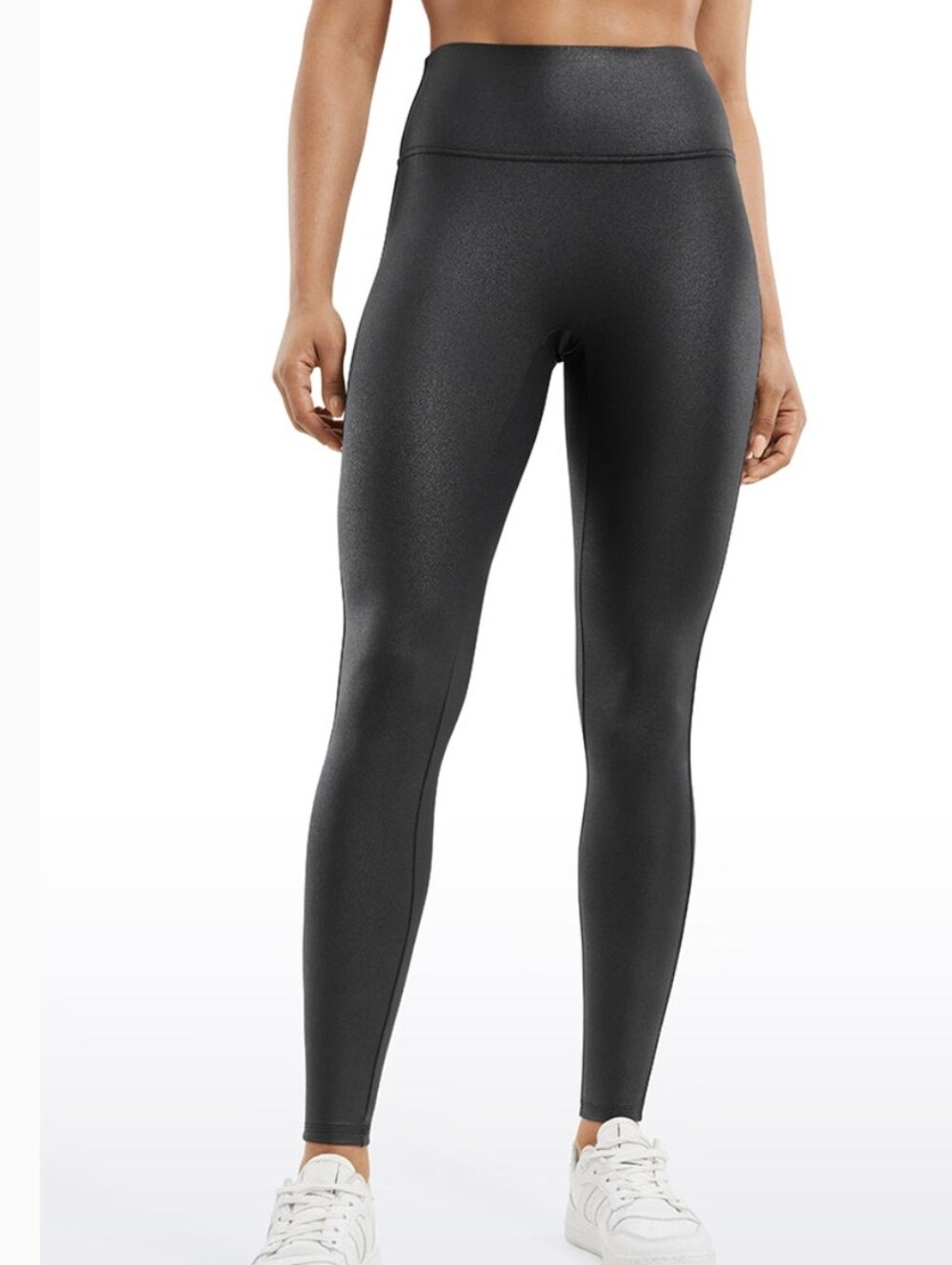 New CRZ YOGA 28" ButterLuxe Liquid Faux Leather Legging Black M Medium